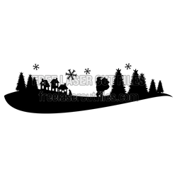 Santa Claus Winter Landscape Laser Cut Silhouette