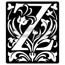 Floral Monogram Letter Z Laser Cut Template