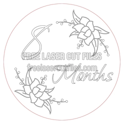 Floral Months Monogram Sign Laser Cut File, Free Download