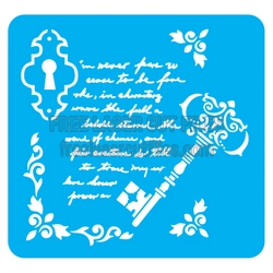 Vintage Keyhole Stencil Design with Ornamental Flourishes