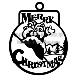 Merry Christmas Santa Ornament Laser Cut File