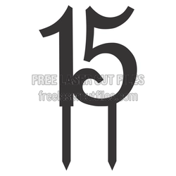 Number 15 Cake Topper SVG DXF, Ready to Cut