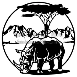 Rhinoceros Safari Scene Laser Cut Design, Ready to Cut