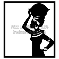 African Woman Silhouette Laser Cut Template, Free Design