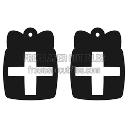 Christmas Cross Earrings Laser Cut File, Ready to Cut