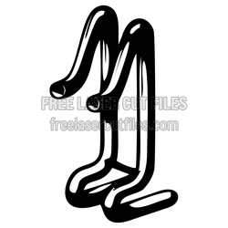 Split Number "1" Monogram Design, Ready to Cut