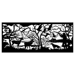 Elk and Deer Forest Scene Laser Cut Pattern