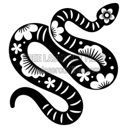 Floral Snake Clipart Laser Cut File, Ready to Cut