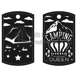 Camping Keychain Laser Cut Tag Set, Ready to Cut