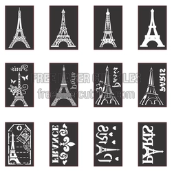 Paris Eiffel Tower Laser Cut Stencil Set, Ready to Cut