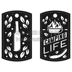 Camping Life Bottle Keychain Laser Cut Design