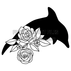 Floral Dolphin Cut File, Laser Ready Sea Animal Design
