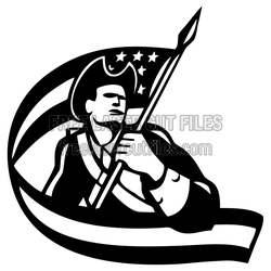American Revolution Soldier with Flag Laser Cut File