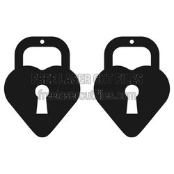 Set of Valentine Heart Lock Earrings, Laser Ready