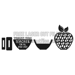 Teacher Gift Card Holder with Apple Design, 3mm Laser Cut