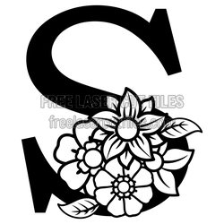 Floral S Monogram Letter Cut File for Laser Cutting