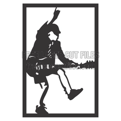 Rock Guitarist Silhouette Laser Cut Wall Art Frame