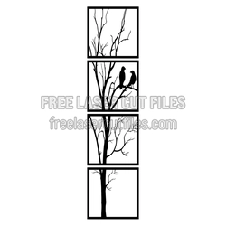 Branch Tree Silhouette Panels with Birds, Laser Cut File