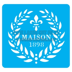 Maison Laurel Wreath Stencil with Fleur de Lis Design