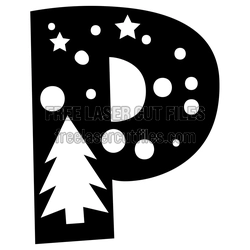 Christmas Monogram Letter P with Snowflake Cutout