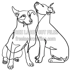 One Line Dogs Art Laser Cut File, Minimal Pet Outline