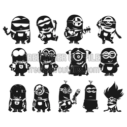 Cartoon Minion Characters Laser Cut File Set, Ready to Cut