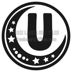 Moon Alphabet Letter U Laser Cut Key Ring Design