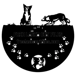 Dog and Cat Wall Clock Laser Cut File