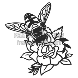 Bee and Rose Laser Cut Floral Decor File