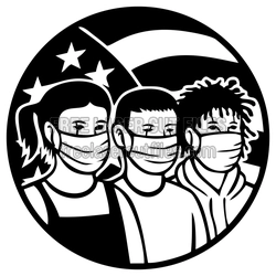 USA Kids Wearing Face Masks Laser Cut Sign