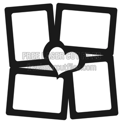 Valentine Portrait Photo Frame with Heart Center, Laser Ready