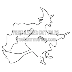 Witch Silhouette Laser Cut File, Ready to Cut Halloween Decor