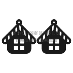 Christmas Gingerbread House Earrings Laser Cut File