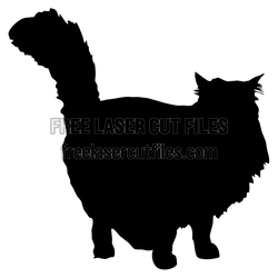 Long-Haired Cat Silhouette Laser Cut File, Ready to Cut