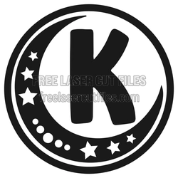 Moon Letter "K" Key Ring Design, Laser Ready Free File