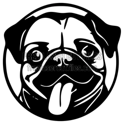 Pug Dog Face SVG Laser Cut File, Ready to Cut