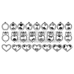 Christmas Ornament Pendant Set, Ready to Cut Laser File