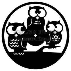 Owl Family Vinyl Record Clock Laser Cut Design