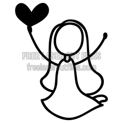 Stick Figure Girl with Heart Laser Cut SVG Template