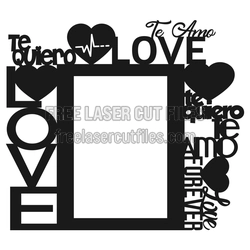 Te Quiero Love Heart Photo Frame Laser Cut Template