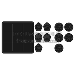 Cupcake and Donut Tic Tac Toe Laser Cut Game