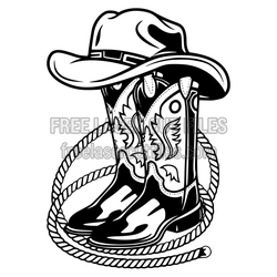 Cowboy Hat and Boots Western Rodeo Laser Cut Design
