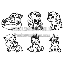 Cute Baby Unicorn Laser Cut File Set, Free Download