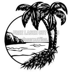 Island Beach Scene Laser Cut Template, Ready to Cut
