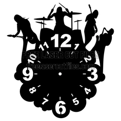Rock Band Vinyl Wall Clock Laser Cut Design