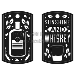 Sunshine and Whiskey Alcohol Keychain Laser Cut File