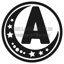 Moon Alphabet Letter A Key Ring Laser Cut File