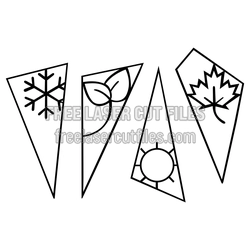 Leaf and Snowflake Corner Ornament Set, Laser Cut Design
