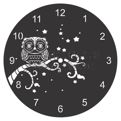 Owl Moon and Stars Wall Clock Laser Cut Design