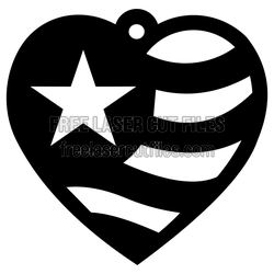 USA Heart Ornament Laser Cut File for Valentine Crafts